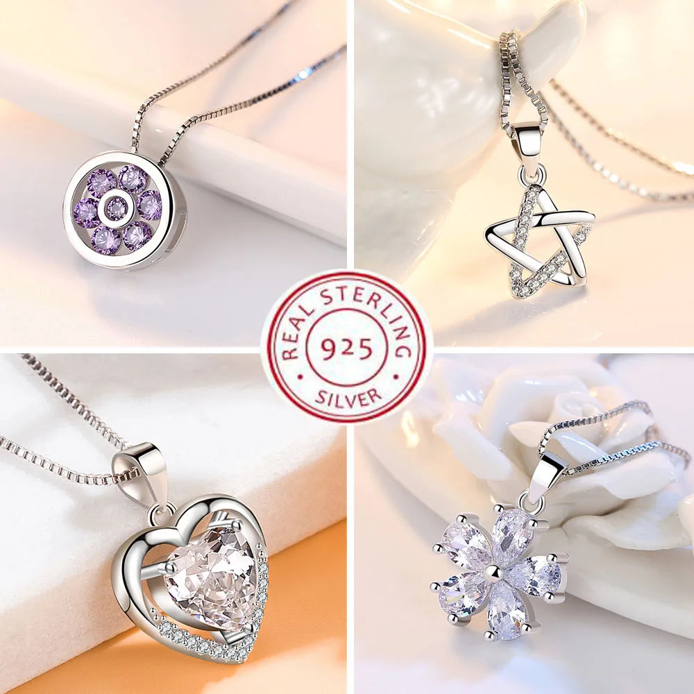 Elegante Silberkette mit vielfältigen Motiven und Zirkoniasteinen